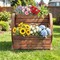 Outdoor 2-Tier Rustic Wood Wagon Garden Bed with Wheels and Drainage